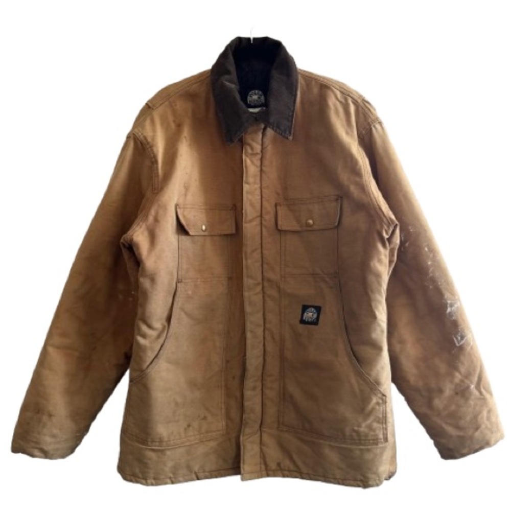 Vtg Polar King for Key Tan Cotton Canvas Heavyweight Jacket Thrashed Distressed